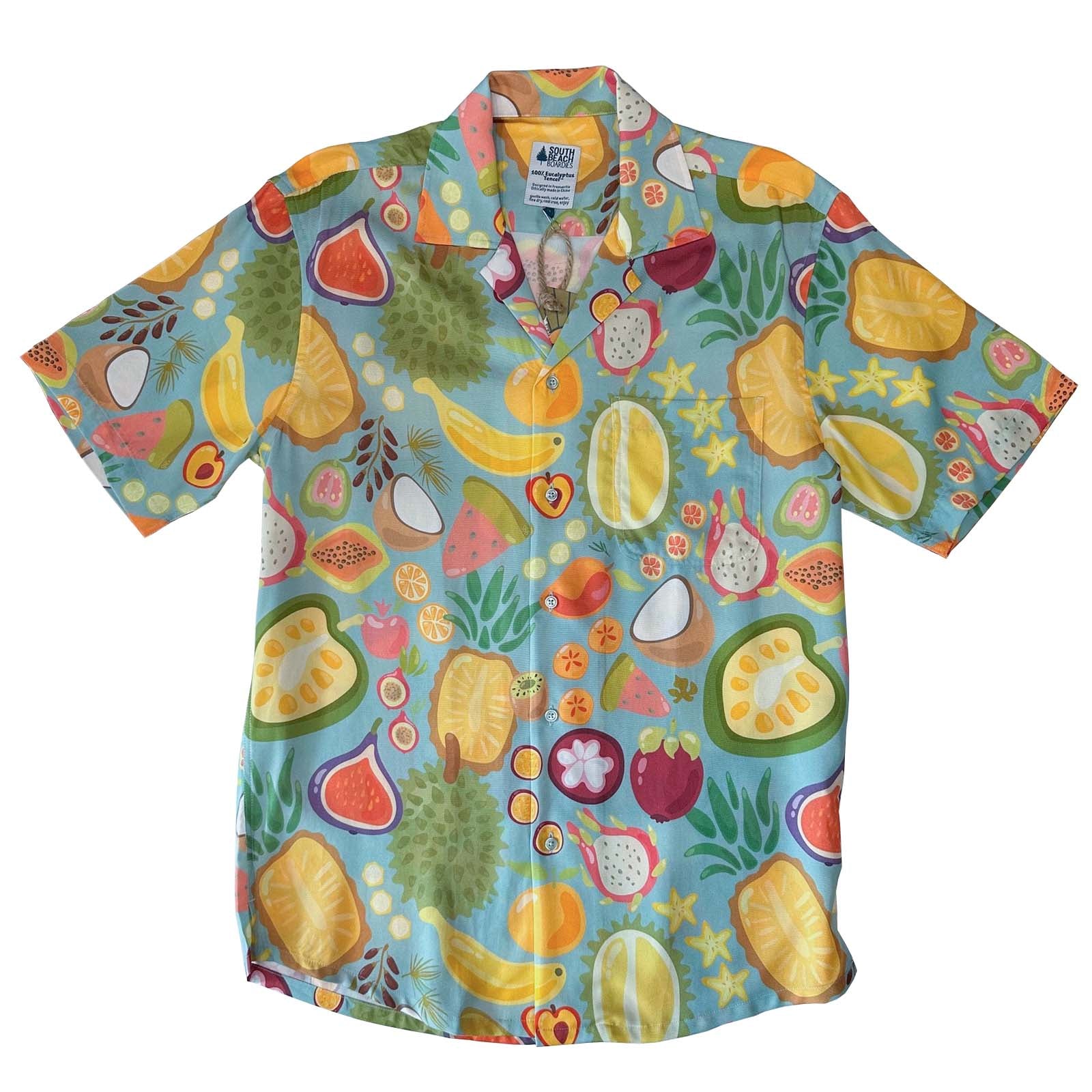 South Beach Boardies Men's Eucalyptus Tencel Cubano shirt in Durian et al