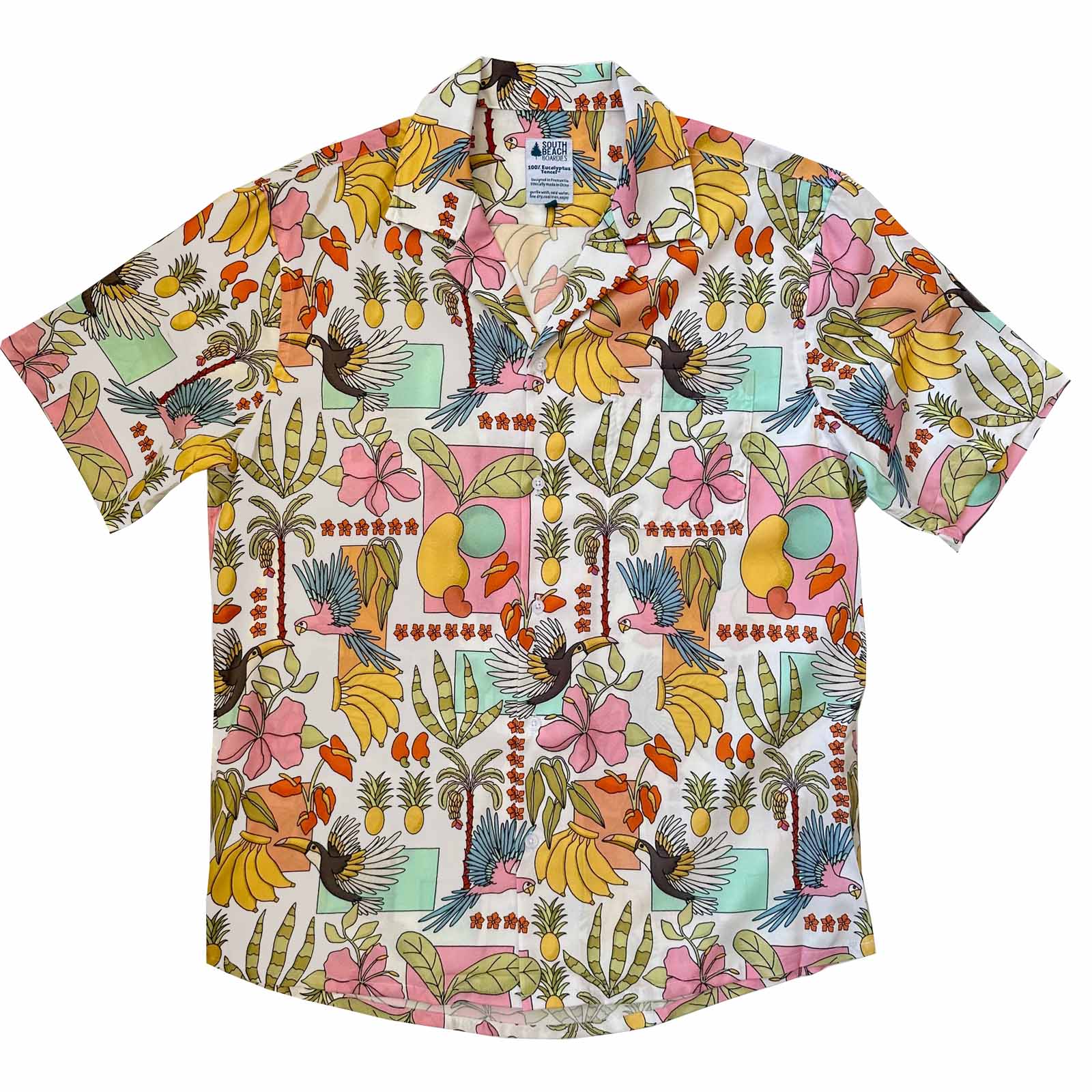 South Beach Boardies Men's Eucalyptus Tencel Cubano shirt in Rio, front