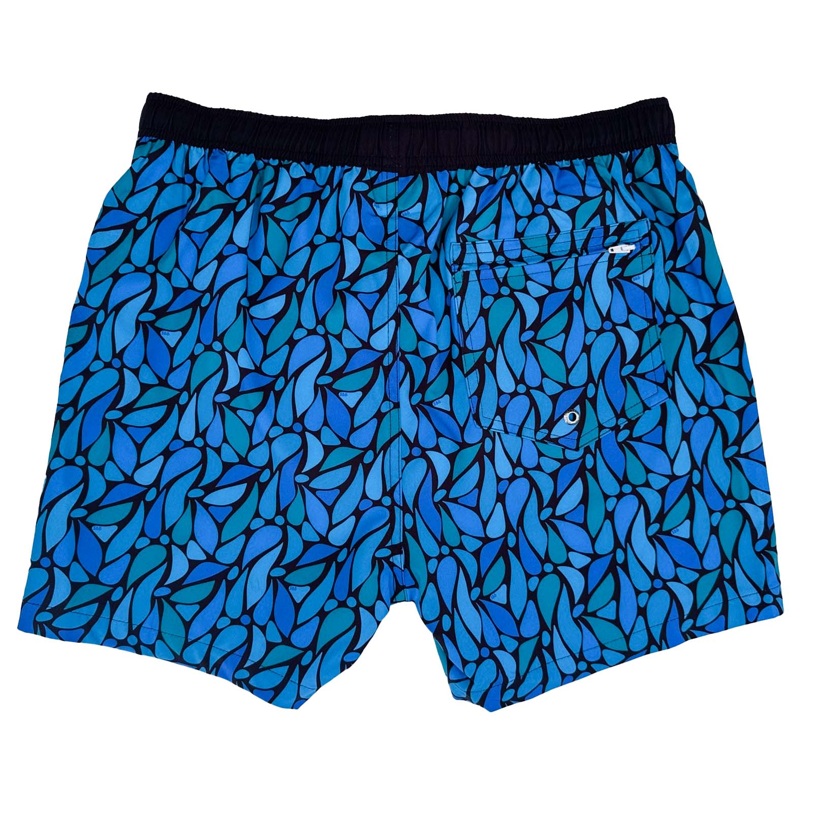 South Beach Boardies Men's Stretchy Trunks made from recycled plastic bottles, Leaves front view