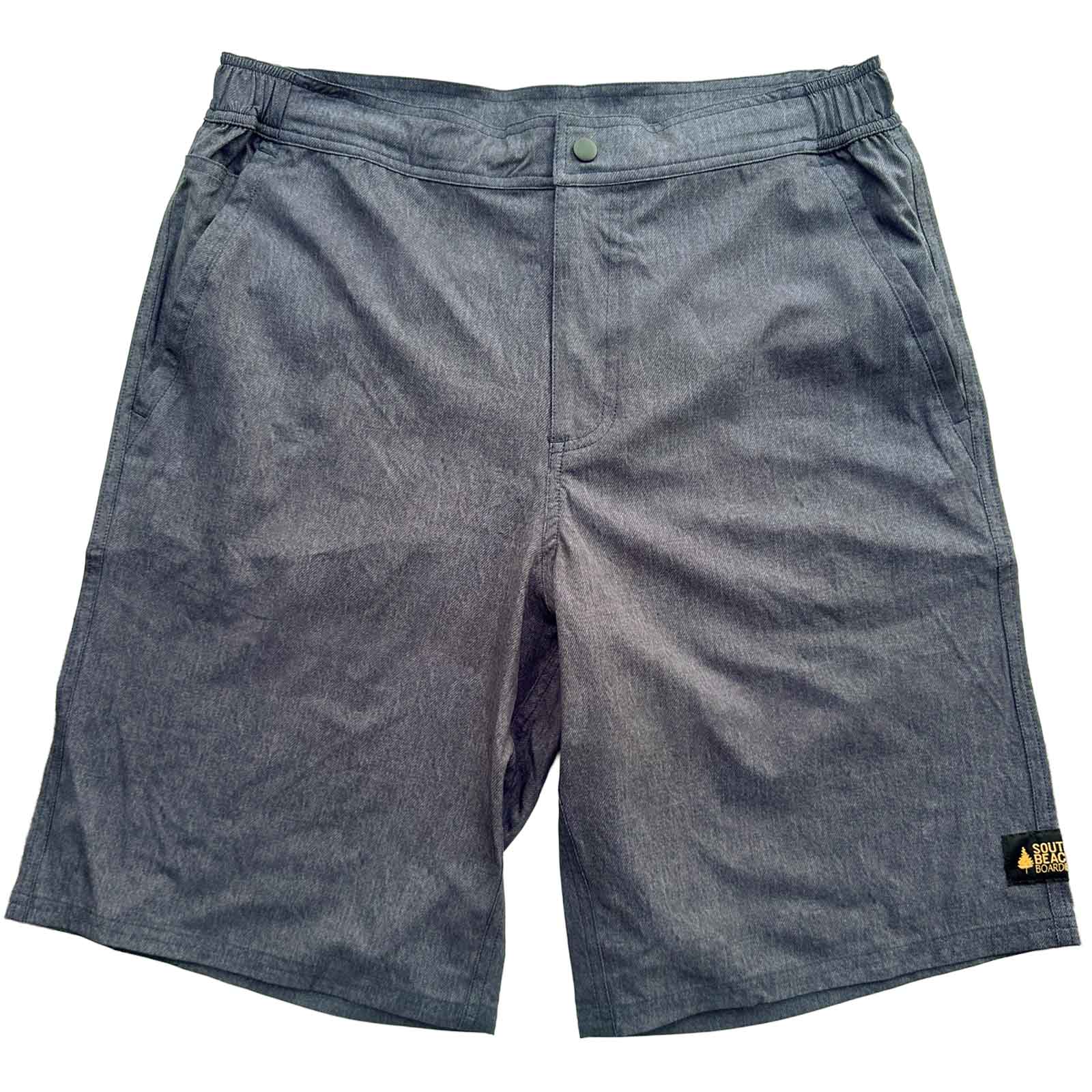 South Beach Boardies Mens Surf Jorts Charcoal denim made from recycled plastic bottles copy front view