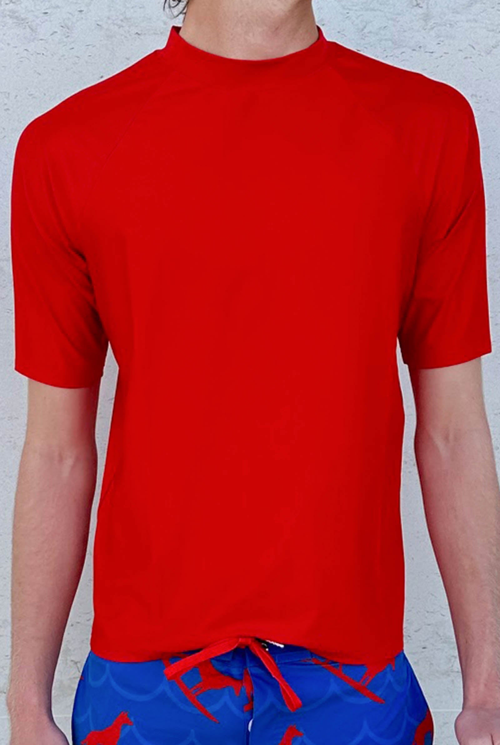 South Beach Boardies UPF50+ Recycled Rashie, Dingo Red colour, front view

