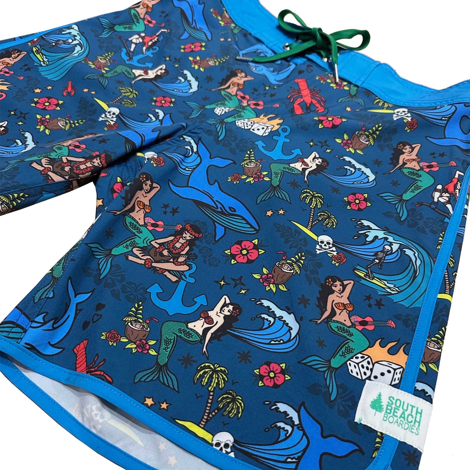 South Beach Boardies made from Recycled Plastic Bottles Mens Retro Piping boardies made from recycled plastic bottles, Beach Party, side view