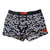 South Beach Boardies sustainable Women's Stretchy Shiorts Boardies made from recycled plastic bottles, Yanu Winja print, front