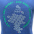 Blue t-shirt with white graphic and text on a blue background