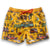 South Beach Boardies Mens Stretchy Trunks made from recycled plastic bottles, YELLOW KOMBI print, front view