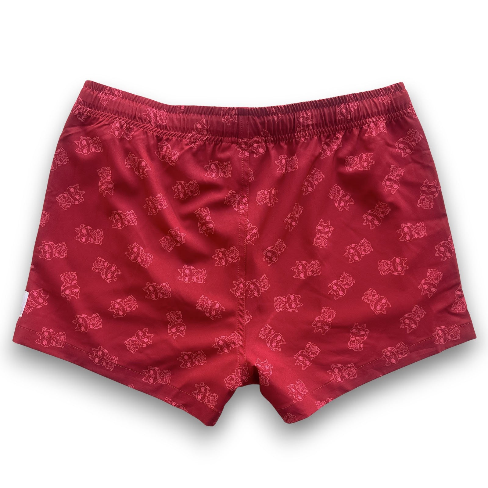 South Beach Boardies Womens Stretchy Trunks made from recycled plastic bottles, LUCKY CAT print back view