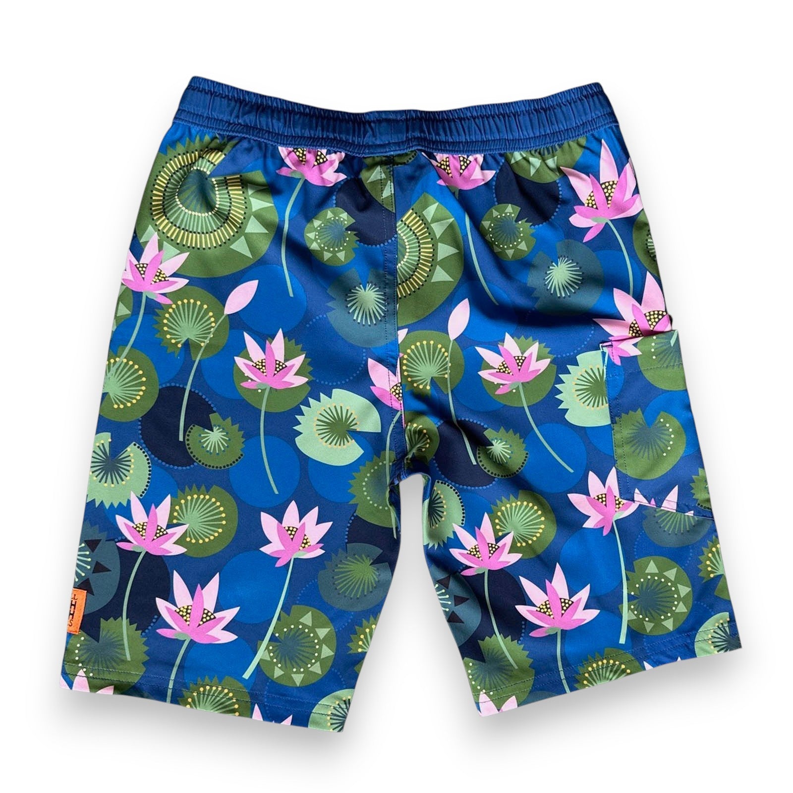 South Beach Boardies Kids Long Board Shorts in Crocodile print made from recycled plastic bottles, back view