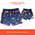 Matching Mens and Kids Underwater Print Stretchy Trunks made from Recycled Plastic Bottles, by South Beach Boardies, Showing fish, corals, underwater scene