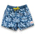 South Beach Boardies Kids Stretchy Trunks made from recycled plastic bottles, Vintage Palms print, front view, yellow drawstring