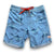 South Beach Boardies Men's Retro Piping made from recycled plastic bottles, Manta Rays print, front view, orange drawstring