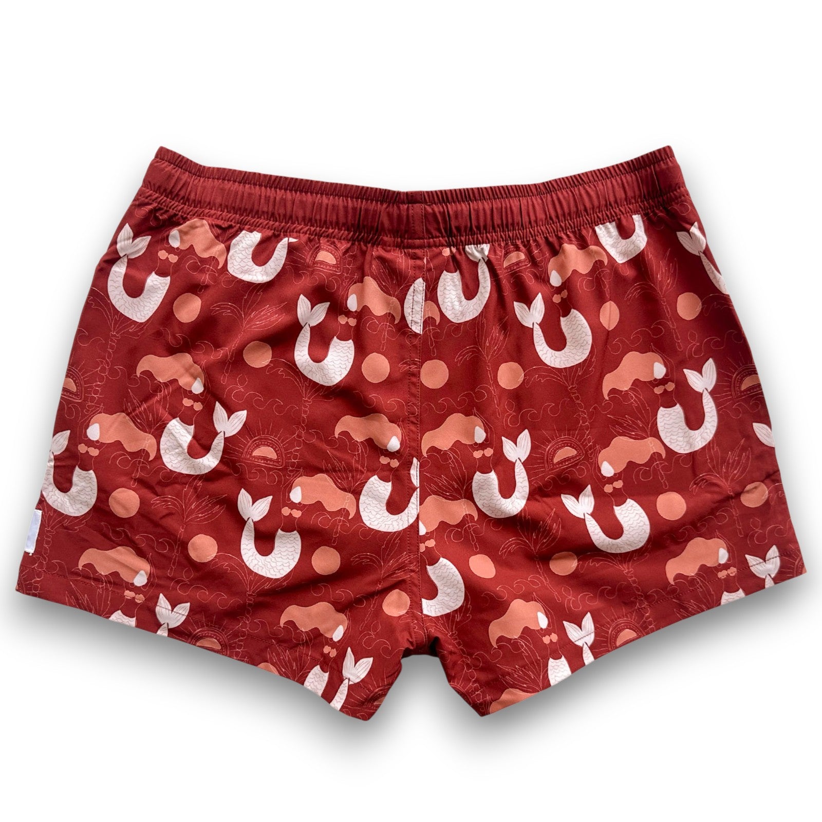 South Beach Boardies Womens Stretchy Trunks made from recycled plastic bottles, Mermaid Tails print back view