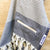 Freostyle Denham navy blue striped Turkish Towel with pocket, hung