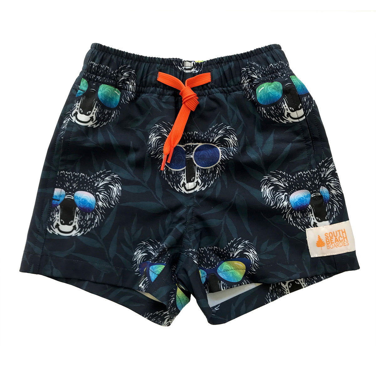 KIDS STRETCHY TRUNKS from Recycled Plastic Bottles, KOALA, front. By South Beach Boardies