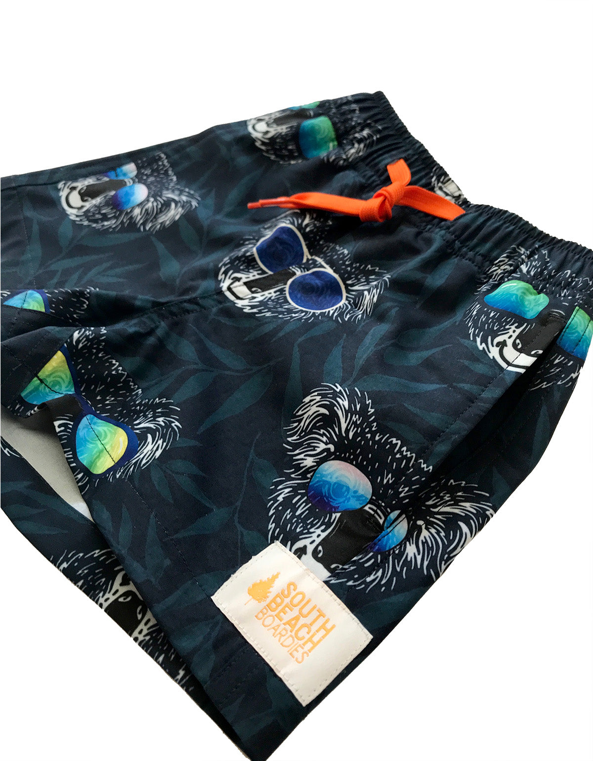 KIDS STRETCHY TRUNKS from Recycled Plastic Bottles, KOALA, side. By South Beach Boardies