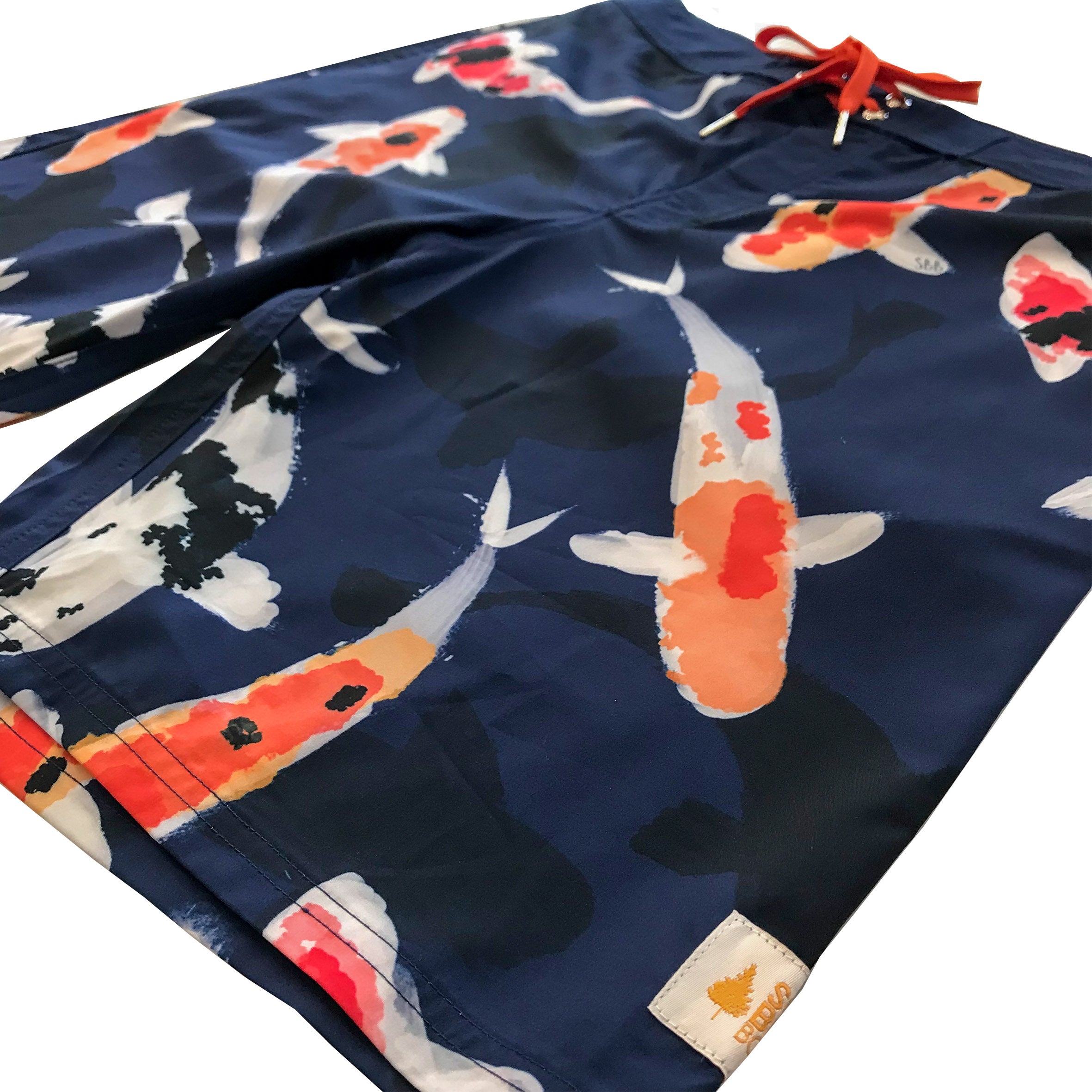Mens Surfer Boardies from Recycled Plastic Bottles, Feeling Koi, side