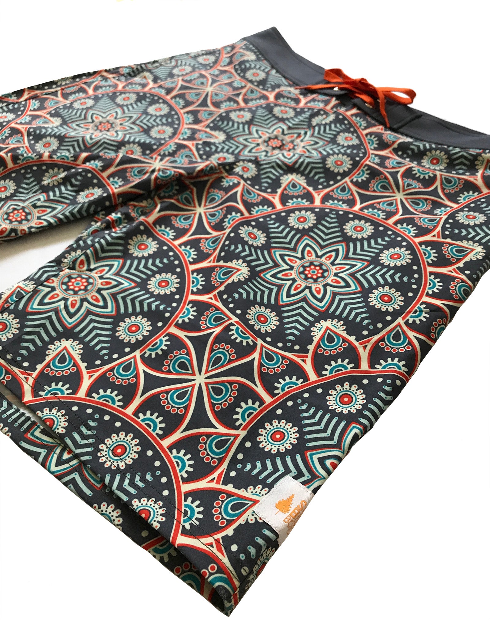 Mens Surfer Boardies by South Beach Boardies in Kaleidoscope print. Made from recycled plastic bottles, side