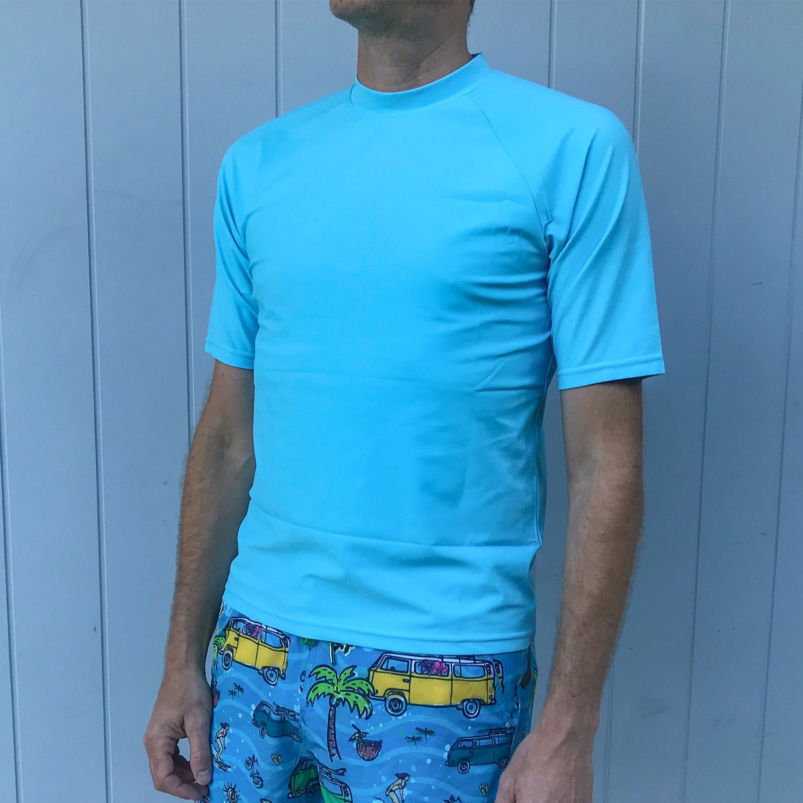 SOUTH BEACH BOARDIES SUSTAINABLE MENS RECYCLED RASHIE BLUESKIES front
