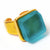 Smart Glass Cube Ring/ Aqua _ Gold made from Recycled Bombay Sapphire bottle