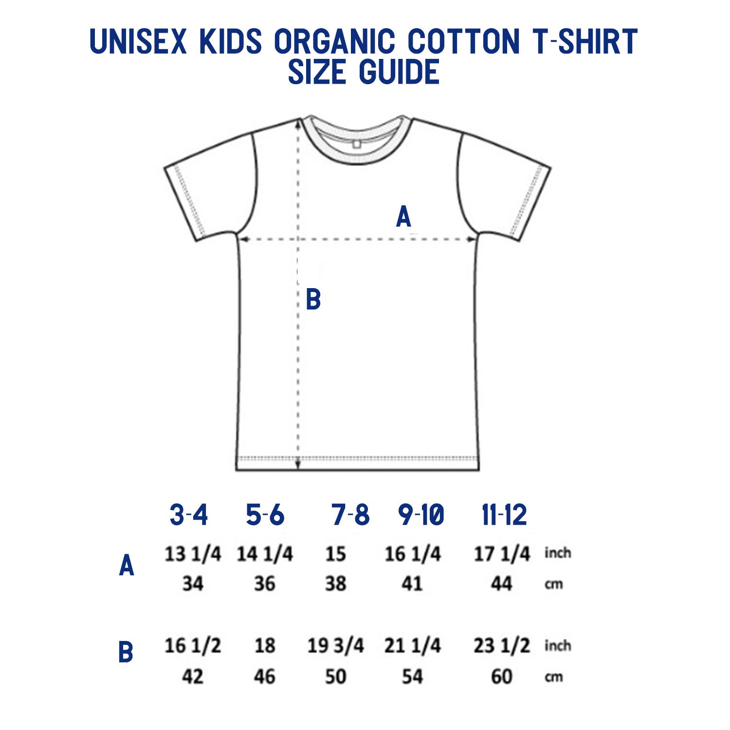 South Beach Boardies Kids Organic T-Shirt size guide