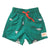 South Beach Boardies Kids Stretchy Trunks made from recycled plastic bottles, Bin Chickens Ibis print, front
