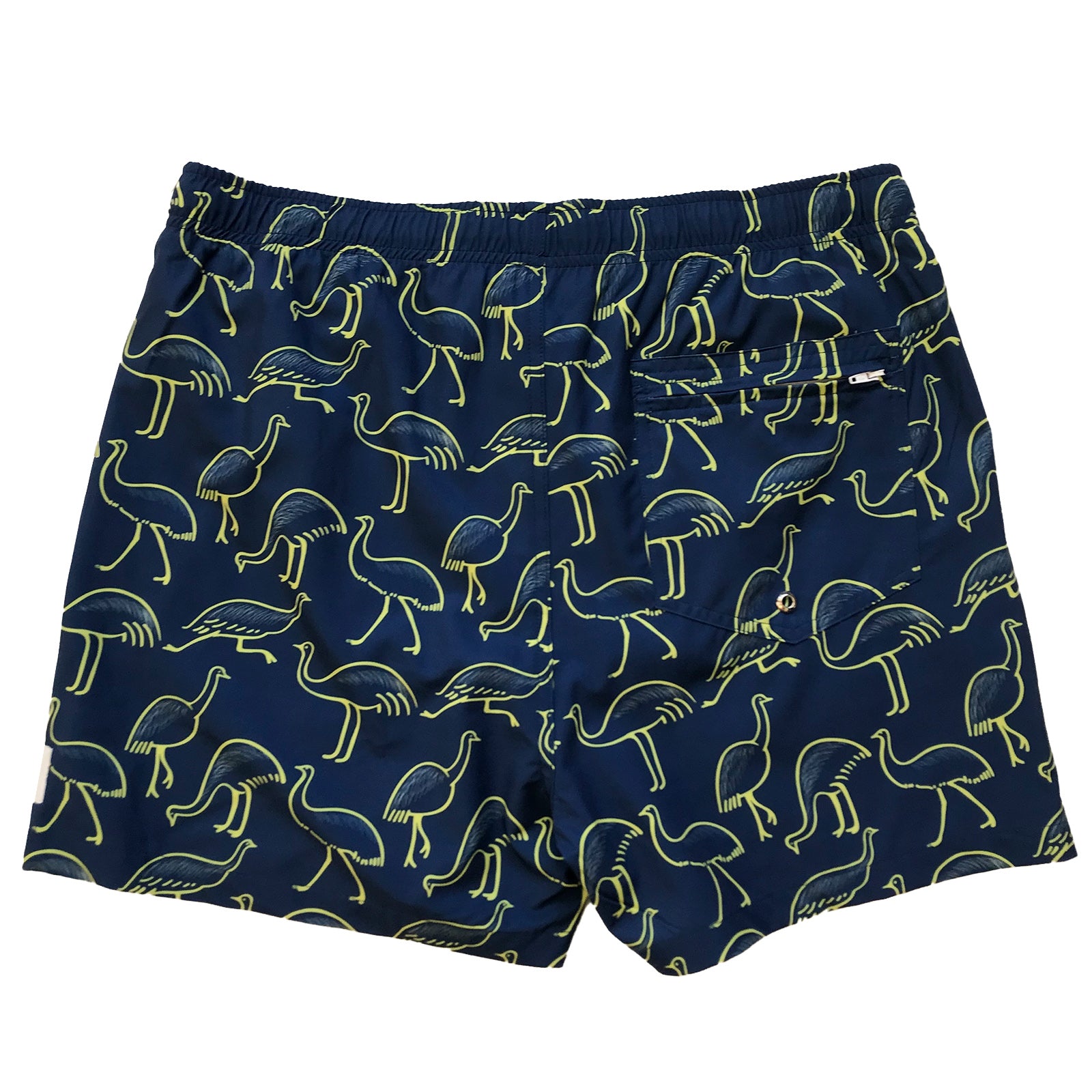South Beach Boardies MEN'S Stretchy Trunks made from recycled plastic bottles, Emu print, back