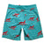 South Beach Boardies Mens Surfer Boardies made from recycled plastic bottles, Turquoise Dingo print, back