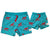 South Beach Boardies Mens and Kids matching Stretchy Trunks made from recycled plastic bottles, Turquoise Dingo print, front