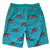 South Beach Boardies Mens elastic waist long boardies made from recycled plastic botles, Turquoise Dingo print, back