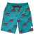South Beach Boardies Mens elastic waist long boardies made from recycled plastic botles, Turquoise Dingo  print, front