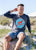 South Beach Boardies Recycled Surfwear Fair Trade Dingo T-shirt, by South Beach Boardies, front, worn by man, ws.jpg
