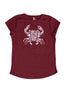 Women's 100% Recycled T-Shirt: Maroon 'Ocean Pollution Makes Me Crabby'