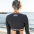 South Beach Boardies Women's Titanium Rashie Shrug made from recycled fishing nets, worn by Leela, back view