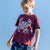 South Beach Boardies eco-friendly Fairwear kid's organic cotton t-shirt- maroon- Ocean Pollution Makes Me Crabby, on boy.jpg