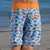 South Beach Boadies from recycled plastic. Kids Going Out Boardies in Hooray for Fish, back view