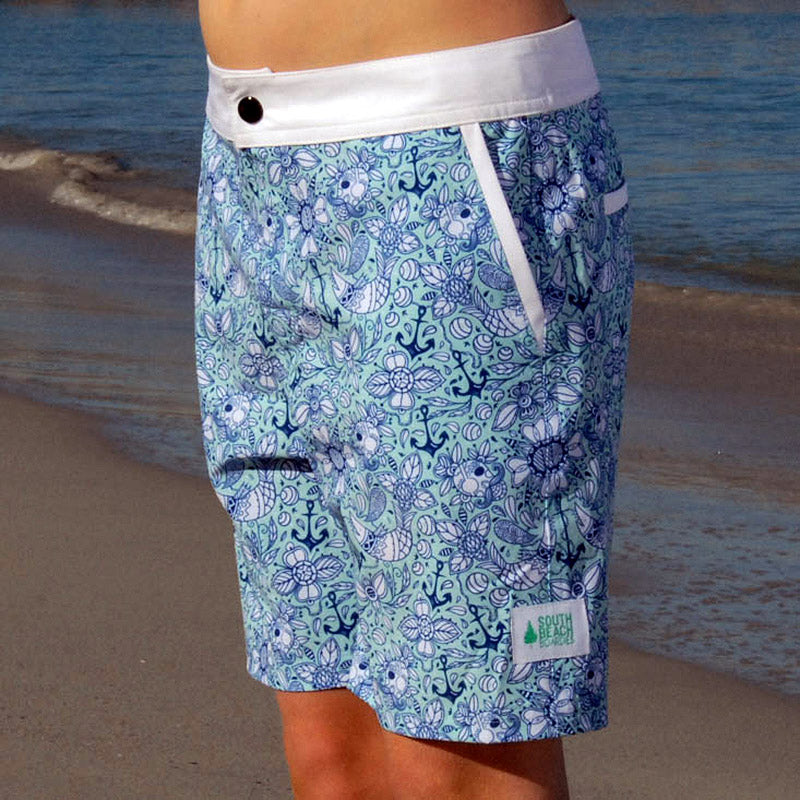 SBB Mens Surfer Boardies recycled plastic Sweet Pineapples, side view