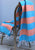 SunSea: bright and cheery authentic turkish towel in a bold blue and orange stripe