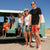Eco-Friendly Freo Family Wearing South Beach Boardies, Dad wears Mens Retro Trunks in Garden Party